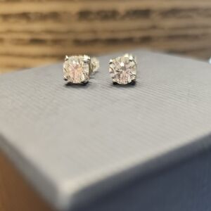 2.0 CT MOISSANITE EARRINGS 14K SOLID WHITE GOLD STUDS (SCREW-BACK)